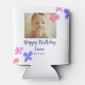 ベビーキッズ1st誕生日の追加name date追加フォト 缶クーラー (裏面)