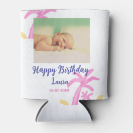 ベビーキッズ1st誕生日の追加name date追加フォト 缶クーラー