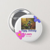 ベビーキッズ1st誕生日の追加name date追加フォト 缶バッジ (正面&裏面)
