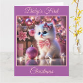 ベビーキッテン初めてのクリスマス(ピンク) カード (黄色い花)