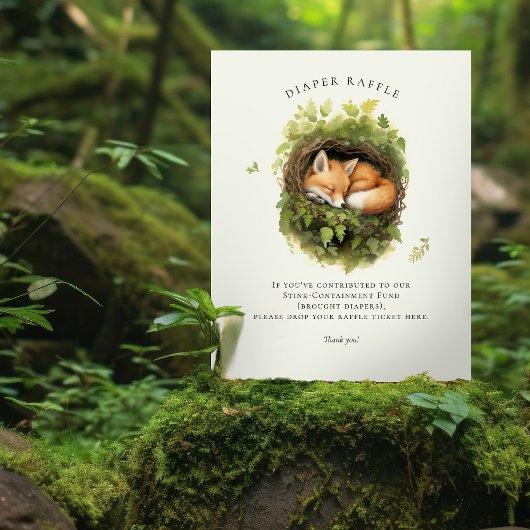 ベビーキツネおむつラッフルサイン赤ちゃんシャワー 台座サイン