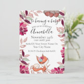 ベビーキツネと秋の葉の秋の赤ちゃんシャワーのInvite 招待状 (スタンド正面)