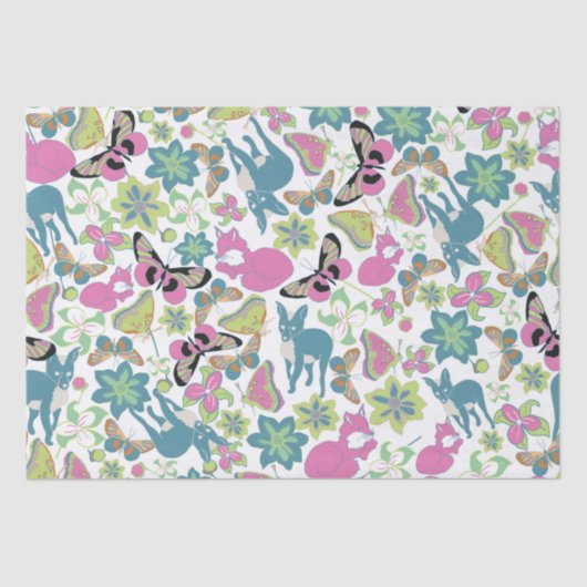 ベビーキツネと花抱き枕 薄葉紙 (正面)