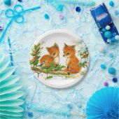 ベビーキツネインスノークリスマス紙プレート ペーパープレート (パーティー)