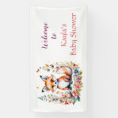 ベビーキツネインフラワーウェルカムベビーシャワー 横断幕 (縦)