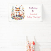 ベビーキツネインフラワーウェルカムベビーシャワー 横断幕 (インサイチュ)