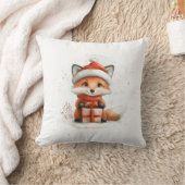 ベビーキツネインレッドサンタハットクリスマスウィンターホリデー クッション (ブランケット)