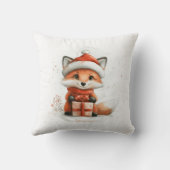 ベビーキツネインレッドサンタハットクリスマスウィンターホリデー クッション (裏面)
