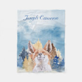 ベビーキツネウォーターカラーウッドラパーソナライズされたンド フリースブランケット (正面)