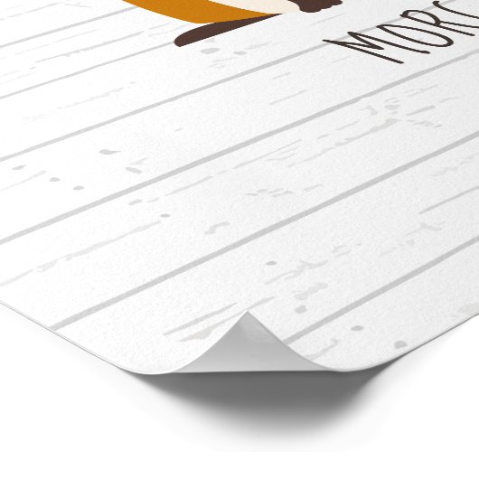 ベビーキツネウッドパーソナライズされた子供部屋アートワーク ポスター (角)