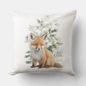 ベビーキツネセージグリーンリーピーユーカリ子供部屋デコール クッション (正面)