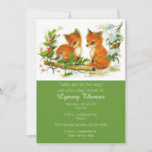 ベビーキツネツインズベビーシャワー招待状 招待状 (正面)