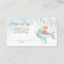 ベビーキツネパイロット飛行機ベビーシャワーおむつラッフル エンクロージャーカード