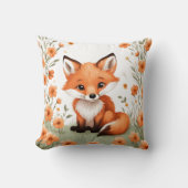 ベビーキツネピーチフローラ花ベビーシャワーギフト クッション (正面)