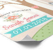 ベビーキツネベビーシャワー拇印ゲストブック ポスター (角)