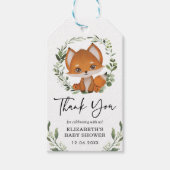 ベビーキツネユーカリ緑の葉のシャワーの好意 ギフトタグ (正面)