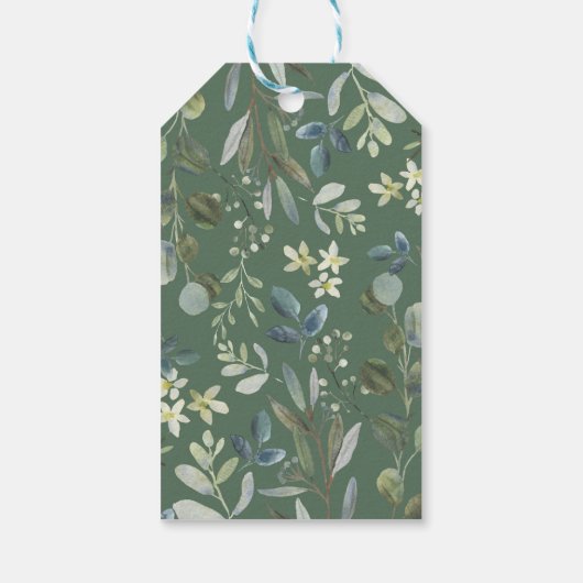 ベビーキツネユーカリ緑の葉のシャワーの好意 ギフトタグ (裏面)