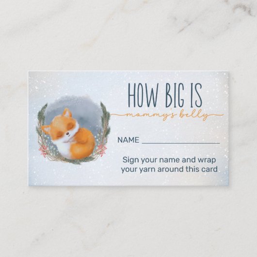 ベビーキツネ冬どのぐらい大きいママの腹 エンクロージャーカード (正面)