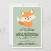 ベビーキツネ、ウッドランドベビーシャワーまたは散水 招待状 (正面)