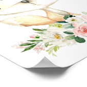 ベビーキツネ、ウッドランド動物、ボホ、ピンクの花 ポスター (角)