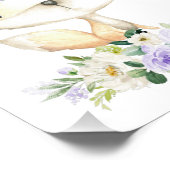 ベビーキツネ、森林動物、ボホ、紫の花 フォトプリント            (角)