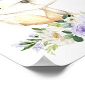 ベビーキツネ、森林動物、ボホ、紫の花 ポスター (角)