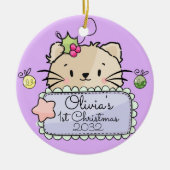 ベビーキティキャットホリー初めてのクリスマス セラミックオーナメント (正面)