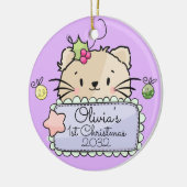 ベビーキティキャットホリー初めてのクリスマス セラミックオーナメント (左)