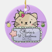 ベビーキティキャットホリー初めてのクリスマス セラミックオーナメント (裏面)