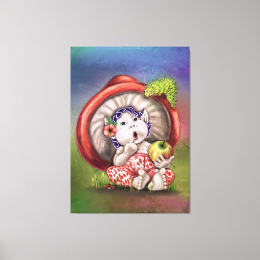 ベビーキノコとキャタピラのキャンバス印刷 キャンバスプリント (正面)