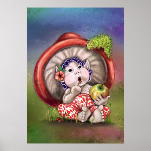 ベビーキノコとキャタピラのポスター – 絵画s ポスター (正面)