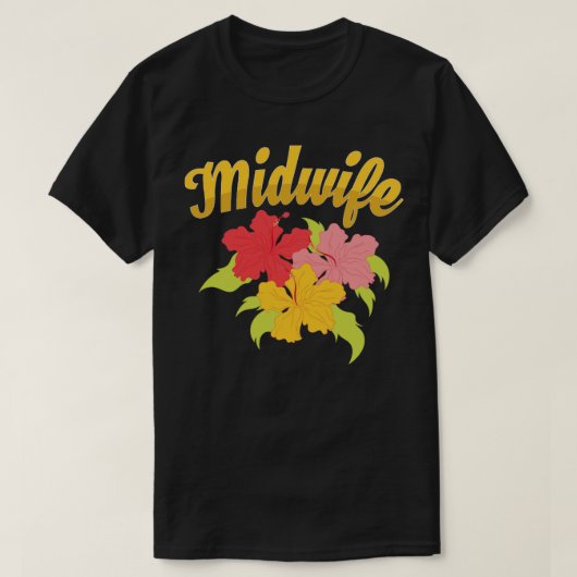ベビーキャッチャー花助産師助産師サポートMi Tシャツ (デザイン正面)