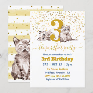 ベビーキャッツパーフェクトパーティーチャイルド誕生日 招待状