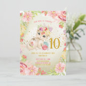 ベビーキャットウォーターカラーフラワーズガール誕生日 招待状 (スタンド正面)