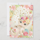 ベビーキャットウォーターカラーフラワーズガール誕生日 招待状 (裏面)