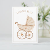 ベビーキャリッジの水の色ベビーシャワーありがとう サンキューカード (スタンド正面)