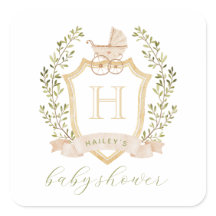 ベビーキャリッジクレストモノグラム |ニュートラルベビーシャワー