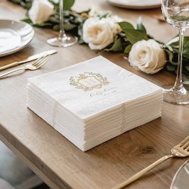 ベビーキャリッジクレストモノグラム |ニュートラルベビーシャワー 縁ありランチョンナプキン