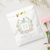 ベビーキャリッジクレストモノグラム | ブルーベビーシャワー フェイバーバッグ (封をした状態)