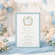 ベビーキャリッジクレストモノグラム | ブルーベビーシャワー