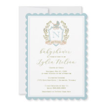 ベビーキャリッジクレストモノグラム | ブルーベビーシャワー