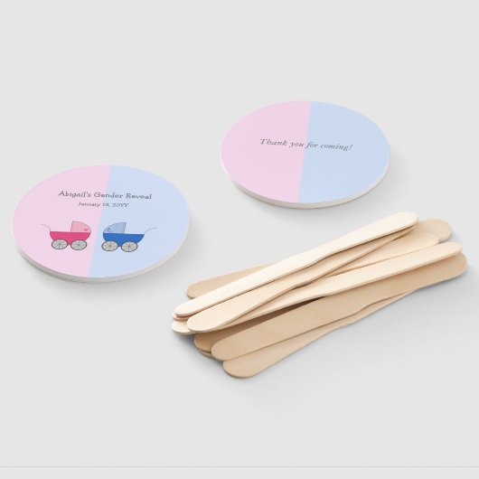 ベビーキャリッジジェンダー明らかに赤ちゃんシャワー手ファン ハンドファン (組立なし)