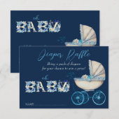 ベビーキャリッジボーイ赤ちゃんシャワーおむつラッフル エンクロージャーカード (正面/裏面)