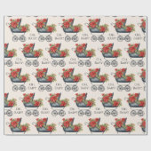 ベビーキャリッジポインセチアOhベビークリスマス ラッピングペーパー (フラット)