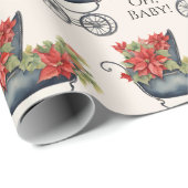 ベビーキャリッジポインセチアOhベビークリスマス ラッピングペーパー (ロールコーナー)