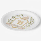 ベビーキャリッジモノグラム「B」 |ニュートラル ペーパープレート (アングル)