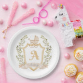 ベビーキャリッジモノグラムA |中立誕生発表 ペーパープレート (パーティー)