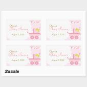 ベビーキャリッジ女の子ピンクの赤ちゃんシャワーシール 長方形シール (シート)