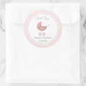 ベビーキャリッジ赤ちゃんシャワーステッカーピンク ラウンドシール (バッグ)