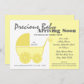 ベビーキャリッジ黄色と灰色 招待状 (正面/裏面)